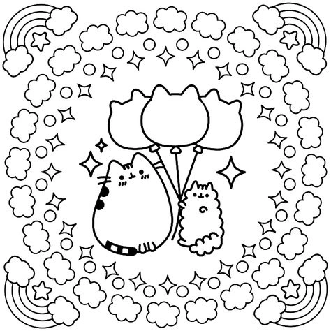 Kolorowanka Pusheen z balonami